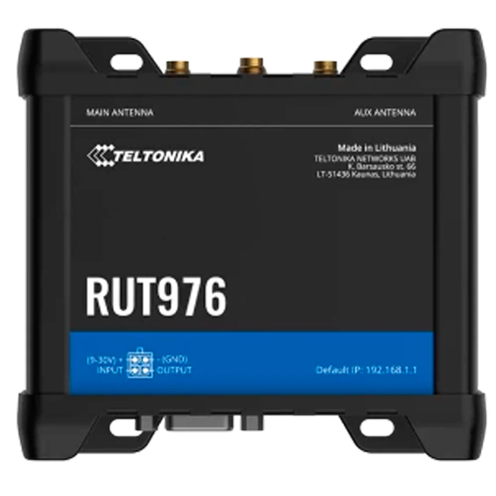 Teltonika Router 5G RedCap Industrial - 4 puertos Ethernet RJ45 Fast Ethernet - Dual SIM 5G RedCap hasta 233Mbps - 3x Entrada + 3x Salida Digital + RS232 + RS485 - Wi-Fi 802.11b/g/n 2.4GHz - Posicionamiento GNSS