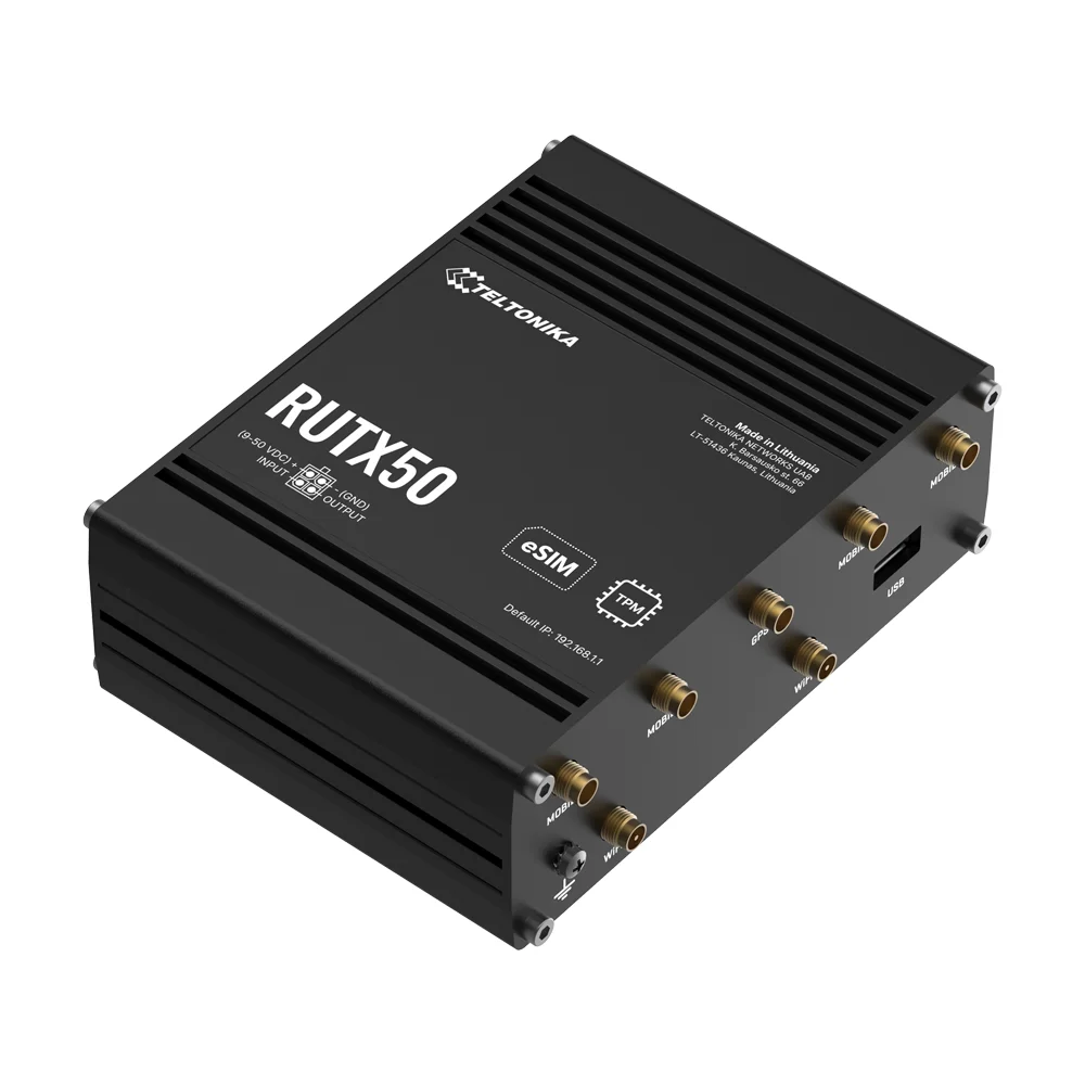 Teltonika Router 5G Industrial - 5G Sub-6Ghz SA/NSA  - Doble Módem Dual SIM  - Wi-Fi 5 - Posicionamiento GNSS - 5 puertos Ethernet RJ45 Gigabit