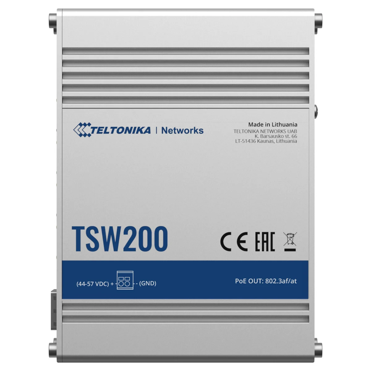 Teltonika Switch PoE No gestionable Industrial - 8 puertos Ethernet RJ45 Gigabit +2 SFP Gigabit - 8 Puertos Ethernet PoE+ 802.3af/at - Hasta 30W por Puerto PoE - Hasta 240W de Potencia PoE - Rugerizado Carcasa Aluminio