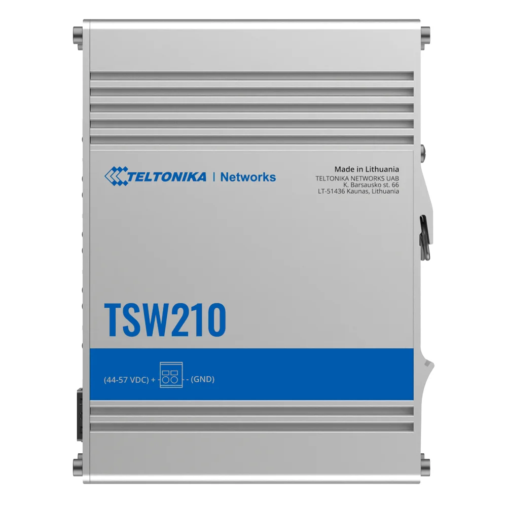 Teltonika Switch No gestionable Industrial - 8 puertos Ethernet RJ45 Gigabit +2 SFP Gigabit - Rugerizado Carcasa Aluminio - Plug and Play - Alimentación DC 7 a 57V - Led de Estado
