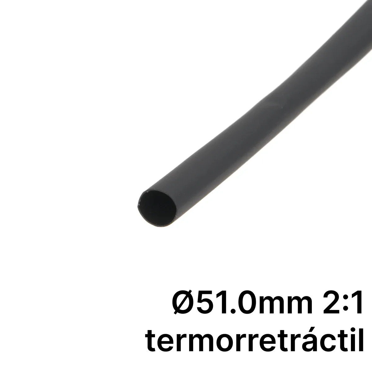 Pack de corte [1.2m] de tubo termorretráctil 2:1 Ø51.0mm negro – Poliolefina libre de halógeno e ignífugo [x5]