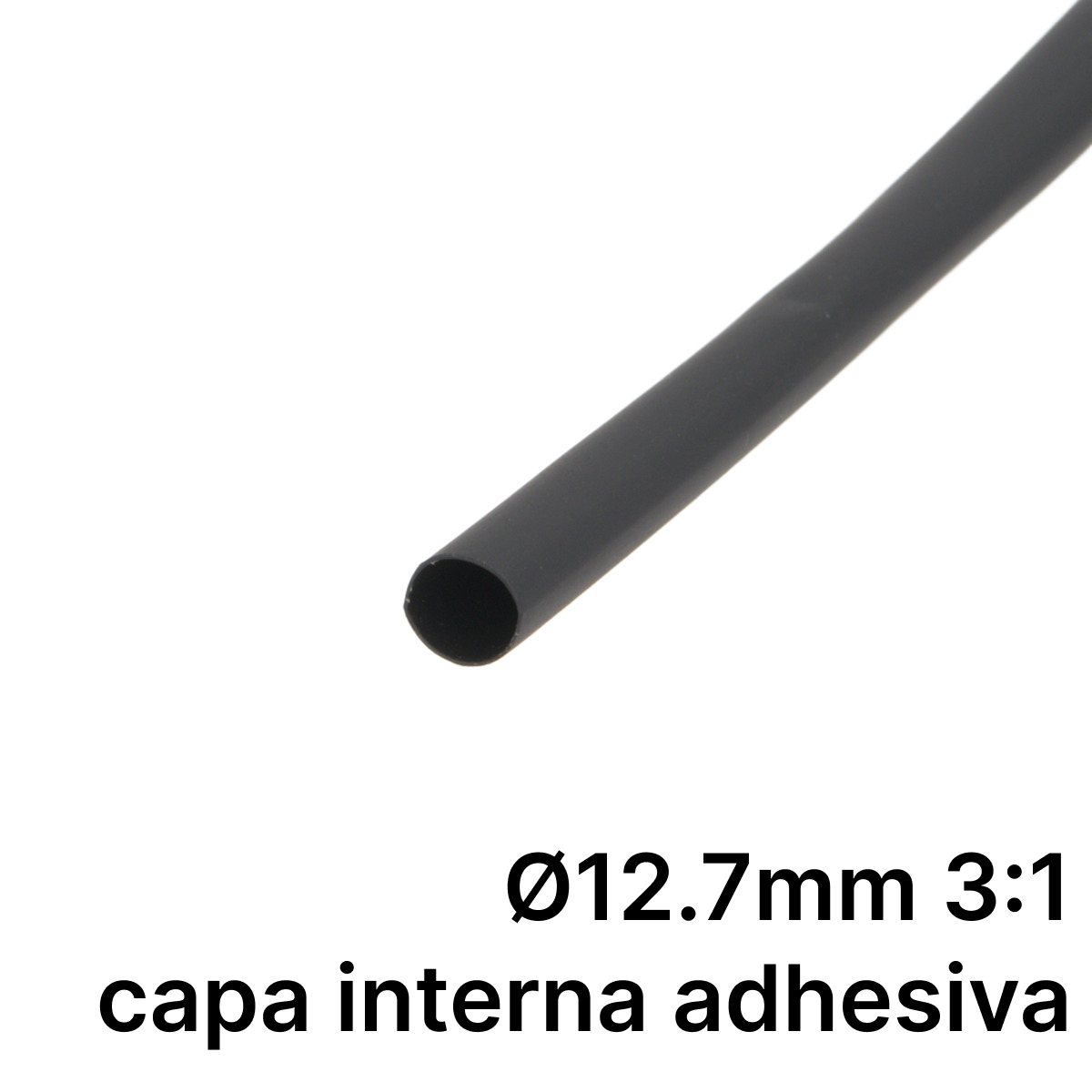 Pack de corte [1.2m] DUAL WALL ADHESIVE de tubo termorretráctil 3:1 Ø12.7mm negro – Poliolefina libre de halógeno e ignífugo [x10]
