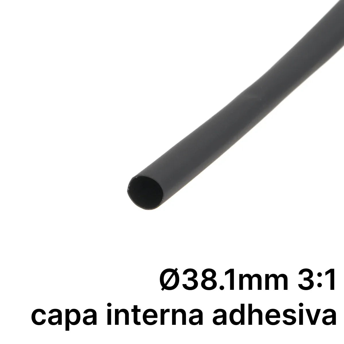 Pack de corte [1.2m] DUAL WALL ADHESIVE de tubo termorretráctil 3:1 Ø38.1mm negro – Poliolefina libre de halógeno e ignífugo [x5]
