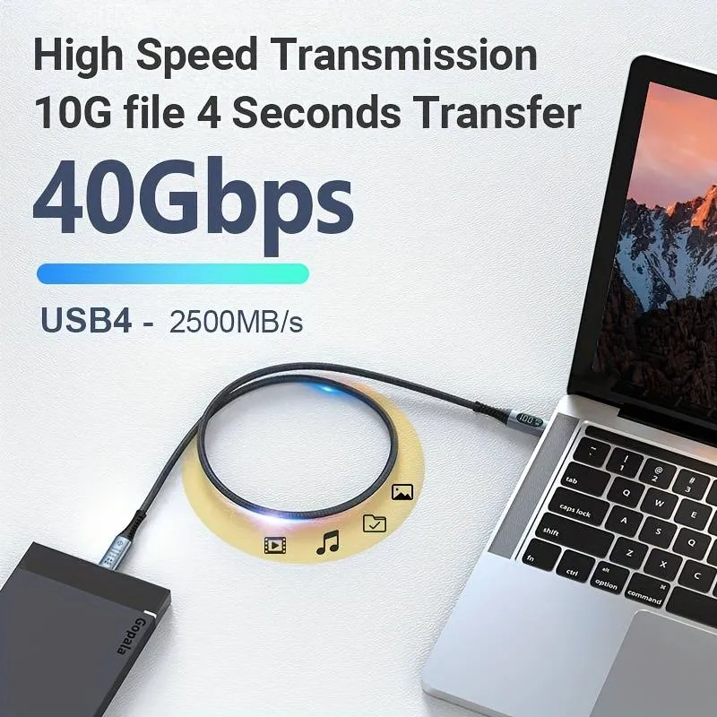 Cable USB 4.0 de 1 metro: 40Gbps, 240W de Entrega de Energía, Soporte de Pantalla 8K con Monitoreo de Potencia en Tiempo Real — imagen 3