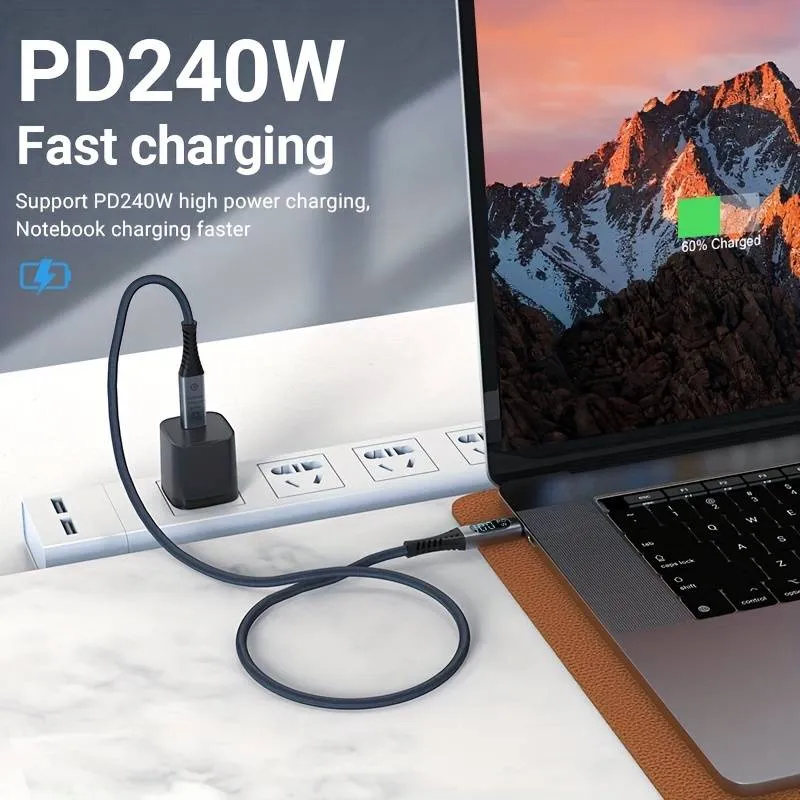 Cable USB 4.0 de 1 metro: 40Gbps, 240W de Entrega de Energía, Soporte de Pantalla 8K con Monitoreo de Potencia en Tiempo Real — imagen 4