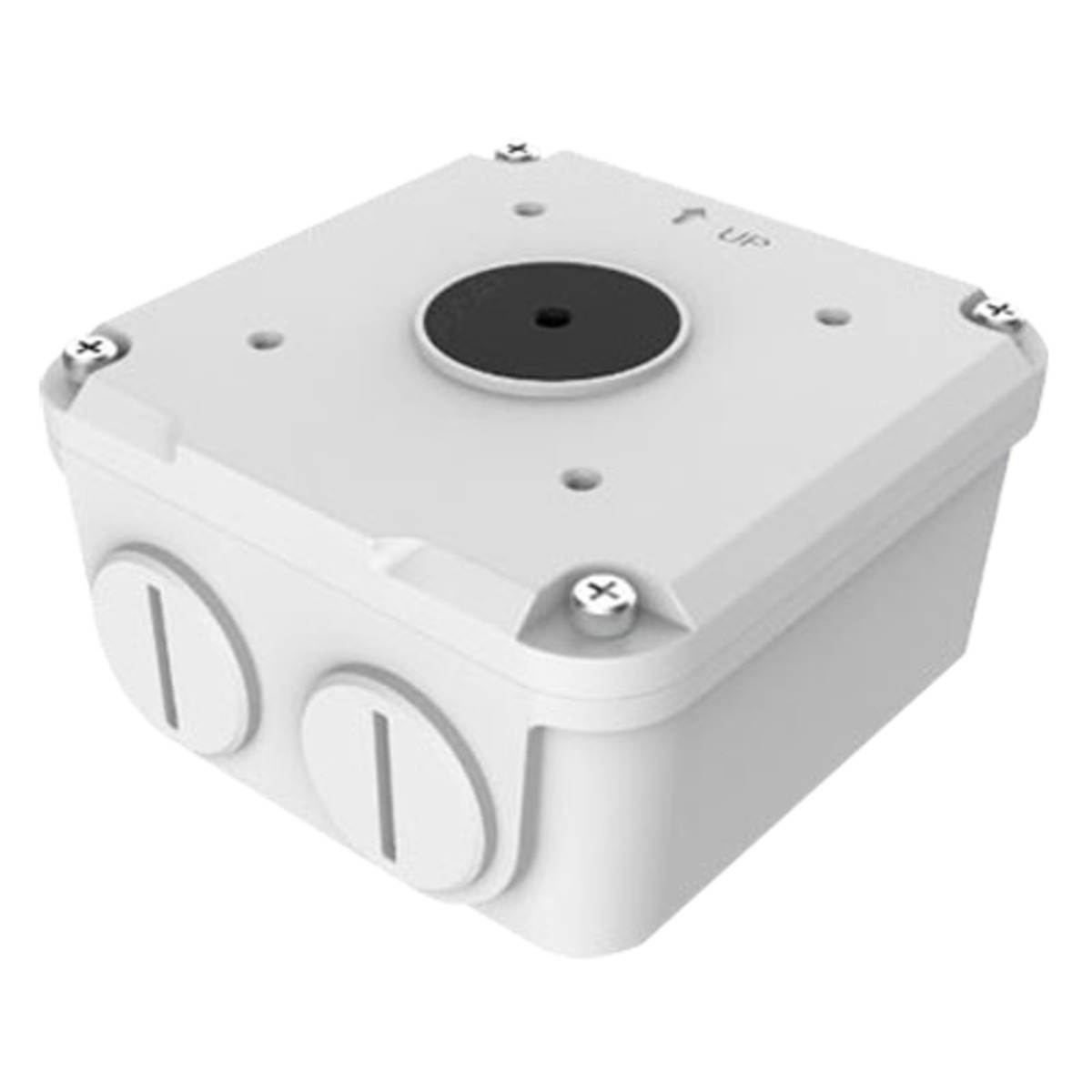 Caja de conexiones - Para cámaras bullet - Apto para uso exterior - Instalación en techo o pared - Color blanco - Pasador de cables