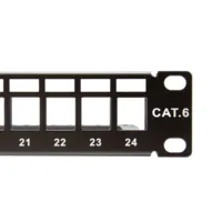 19" 1U Patch panel 24 puertos Cat.6 Vacío | Soporte Integrado