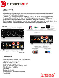 Amplificador de Audio Bluetooth 50Wx2