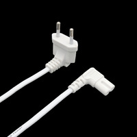 Cable de Alimentación EU 1.5m | Conector Euro Tipo C (CEE7/16) en Ángulo Recto a C7 | 2 Hilos 0.75mm² | Blanco