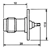 TNC hembra para Chassis, tipo soldar