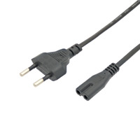 Cable de Alimentación EU 1.5m | Conector Euro Tipo C (CEE7/16) a C7 | 2 Hilos 0.75mm² | Negro