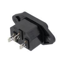 Base IEC C14 con Patillas para Montaje en Panel - Macho 250/10A (FastON de 4.75mm)