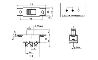 Interruptor deslizante ON-ON (1P2T) compacto para PCB