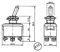 INTERRUPTOR 6P,  (DPDT) ON-ON, 250V. 15A