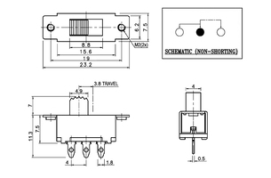 Interruptor deslizante ON-ON (1P2T) compacto para PCB