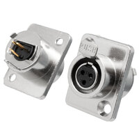 Base Mini XLR Hembra 3 contactos para Panel/Chasis