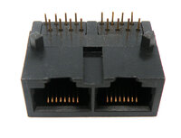 Base 2 x RJ45 UTP 50U" (8P8C) para PCB, acodada