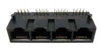 Base 4 x RJ45 UTP 50U" (8P8C) para PCB, acodada