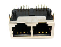 Base 2 x RJ45 STP 50U" (8P8C) para PCB, acodada