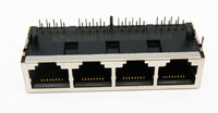 Base 4 x RJ45 STP 50U" (8P8C) para PCB, acodada
