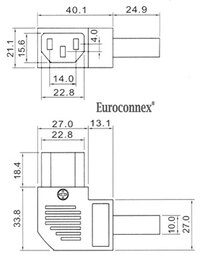 IEC C13 (Hembra) conector acodado 