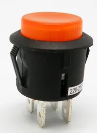 PULSADOR LUMINOSO, INTERRUPTOR ON-OFF, 125V. 10A, 250V 6A, Ø 20mm ,COLOR AMARILLO