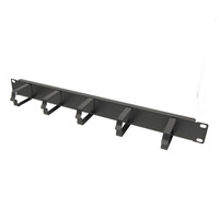 Organizador horizontal de cables de acero con 5 anillos en forma D, 1U, una cara, para 19"