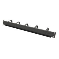 Organizador horizontal de cables de acero con 5 anillos en forma D, 1U, una cara, para 19"