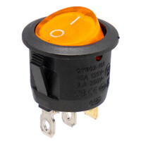 Interruptor luminoso amarillo 3P. ON-OFF, Ø23mm 12V