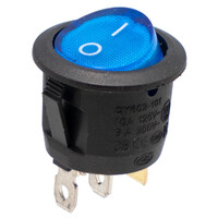 Interruptor luminoso azul 3P. ON-OFF, Ø23mm 12V