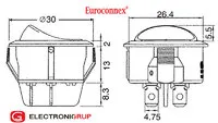 INTERRUPTOR 4P. ON-OFF, Ø30mm, 125V. 8A (250V. 8A)