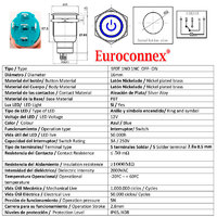 Pulsador 16mm con enclavamiento[OFF-ON] | 12V LED Azul | Standby symbol