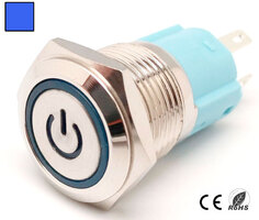Pulsador 16mm con enclavamiento[OFF-ON] | 12V LED Azul | Standby symbol
