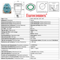 Pulsador 16mm con enclavamiento[OFF-ON] | 12V LED Verde | Standby symbol