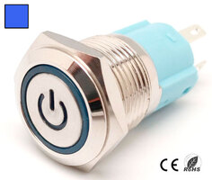 Pulsador 16mm con enclavamiento[OFF-ON] | 220V LED Azul | Standby symbol