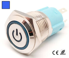 Pulsador 16mm con enclavamiento[OFF-ON] | 24V LED Azul | Standby symbol