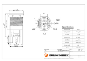 Pulsador 19mm con enclavamiento[OFF-ON] | 24V LED Verde | Sin gravado