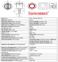 Pulsador Anti-vandálico, OFF-(ON) [2xSPST], LED 12V Rojo