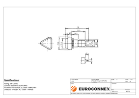 Pulsador triangular OFF-(ON), 125V/3A ROJO