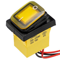 Interruptor IP67 DPST ON-OFF 24V/30A, Amarillo con LED