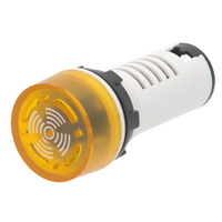 Zumbador industrial con piloto LED Amarillo, 80dB, 22mm, 24V | Señal Intermitente