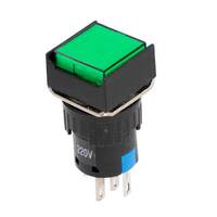 Interruptor de botón iluminado verde (SPST), Montaje en Panel, 12V