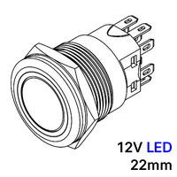 Pulsador 22mm con enclavamiento[OFF-ON] | 12V LED Azul | Sin gravado
