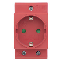 Enchufe de corriente tipo F (Shucko) para Carril DIN | ROJO