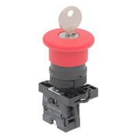 Interruptor parada de emergencia con llave [seta Ø40mm, rosca 22mm]; 1 x NC (Circuito Cerrado)