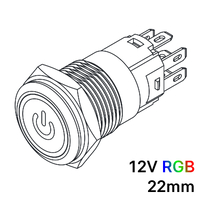 Pulsador 19mm Momentaneo[OFF-(ON)] | 12V RGB | Standby symbol