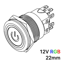 Pulsador 22mm Momentaneo[OFF-(ON)] | 12V RGB | Standby symbol