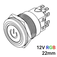 Pulsador 22mm Momentaneo[OFF-(ON)] | 12V RGB | Standby symbol