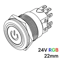 Pulsador 22mm Momentaneo[OFF-(ON)] | 24V RGB | Standby symbol