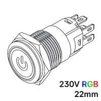 Pulsador 19mm con enclavamiento[OFF-ON] | 230V RGB | Standby symbol